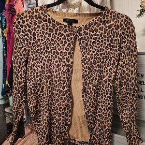 Express Animal Print Cardigan in Brown and Black